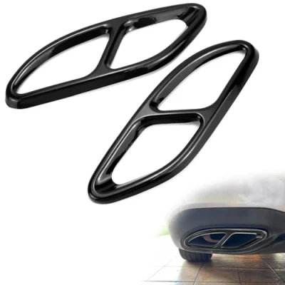 Afbeelding van QWORK® Set van 2 metalen uitlaatpijpen geschikt voor Benz C klasse W205, E W213, B klasse, GLC