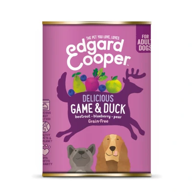 Afbeelding van Edgard&amp;Cooper Blik Game Duck Adult Hondenvoer Wild Eend Rode Biet 400 g Graanvrij