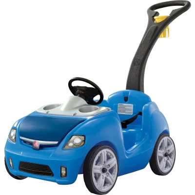 Afbeelding van Step2 Whisper Ride Loopwagen in Blauw Duwauto / Loopauto met duwstang Voor kinderen vanaf 1,5 jaar