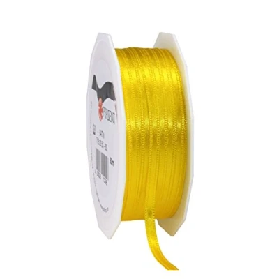 Image de PRÄSENT C.E. Pattberg ruban cadeau en satin jaune, 49,7 m de long pour emballer des cadeaux, 0,3 cm large, décoration et artisanat, décoratif toutes les