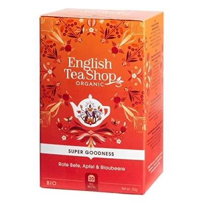 Afbeelding van Bieteninfusie appel &amp; bosbes Bio English Tea Shop 20 zakjes 30 g