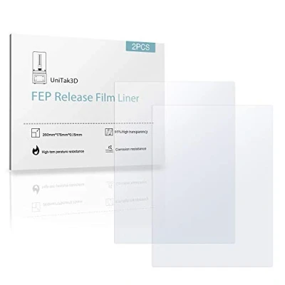 Afbeelding van UniTak3D Mono x FEP Film 260 180 mm, compatibel met Elegoo Saturn voor NOVA3D Whale 2, Creality LD 006 8,9 inch SLA 3D printer, vervanging 2 stuks