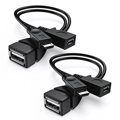 Afbeelding van [Set van 2] 2 in 1 micro USB adapter (OTG kabel met voeding) voor Fire Stick 4K, hostapparaten, externe harde schijven, kaartlezer, Ethernet adapter, gamecontrollers,