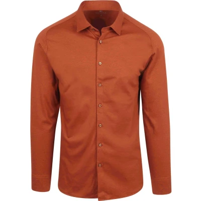 Afbeelding van Desoto Overhemd Kent Brique maat M Heren Overhemden Formeel Effen met Slim fit Pasvorm Super stretch