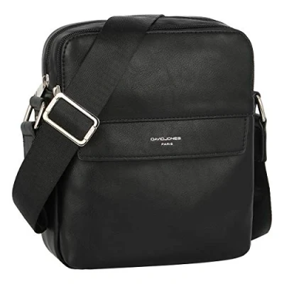 Afbeelding van David Jones Herentas stijl van echt leer schoudertas crossover tas messenger tas, multi business, retro, klassiek, zwart, Eén maat, zwart., Taille unique