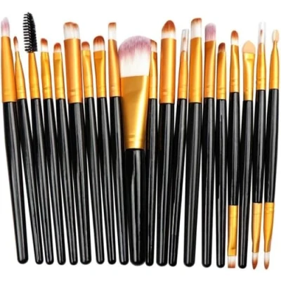 Afbeelding van 20Stuks Make Up Kwasten Set Zwart Goud Oogschaduw Foundation Poeder Eyeliner Wimper Lip Borstel Cosmetische beauty Tool Kit Hot