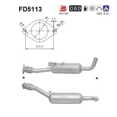 Afbeelding van AS FD5113 Roetfilter Euro 5 Cordieriet OPEL: Vivaro A Combi