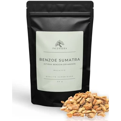 Afbeelding van Benzoe Sumatra 50 g Maleisië, Styrax Benzoin zuivere natuurlijke wierookhars, aromahars, geurhars, benzoïne sumatra, ontspannende geur