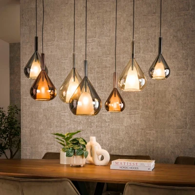 Afbeelding van Jude hanglamp 4+3 wings mix glas zwart