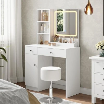 Afbeelding van Vicco Silvia Kaptafel 90 cm met spiegel Wit