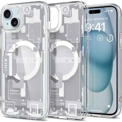 Afbeelding van Spigen Ultra Hybrid MagFit Geschikt voor Apple iPhone 15 Compatibel met MagSafe Back Cover Magneet Zero One Wit