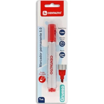 Afbeelding van Centauro Rode permanente marker, 5 mm, afgeschuinde punt, inkt op oliebasis, sneldrogend, geschikt voor alle oppervlakken, metaal, glas, tin, kunststof, fotofolie, hout, papier en