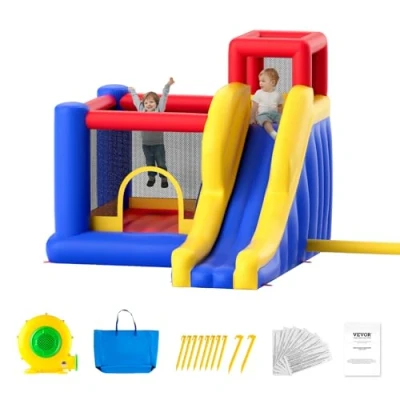 Image de VEVOR Château Gonflable, Structure Gonflable avec Souffleur, Toboggan et Sac de Rangement, Aire Jeu d’Arrière cour Plein Air, pour Enfants Âgés 3 8 ans, 340x260x230 cm, Extérieur