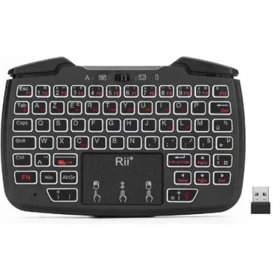 Afbeelding van Rii RK707 3 en 1 Multifonctionnel 2,4 GHz Contrôleur de Jeu Portable sans Fil 62 Touches Clavier Souris Rechargeable Combo Turbo Fonction Vibration pour PC/Raspberry pi2 / Android TV Google/T