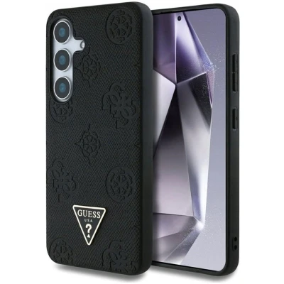 Afbeelding van Guess Etui Grained Hot Stamp Peony Pattern Triangle Logo MagSafe do Samsung Galaxy S25 czarny (Samsung S25), Smartphonehoes, Zwart