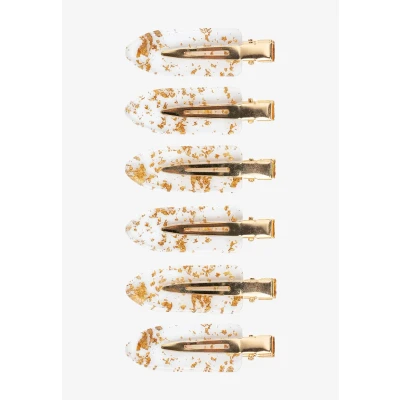 Afbeelding van Brushworks NO Crease HAIR Clips Haaraccessoire, Dames, Maat: One Size, Gold &amp; white