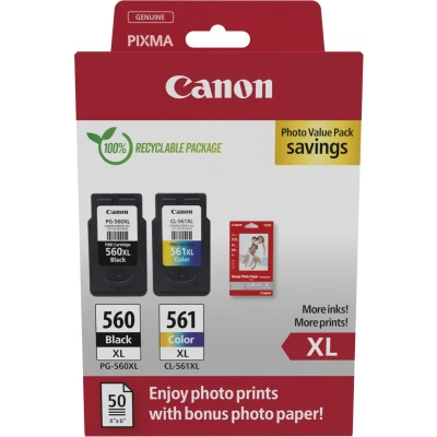 Afbeelding van Canon 560/561 3712C008 inktcartridge 2 stuk(s) Origineel Hoog (XL) rendement Zwart, Cyaan, Magenta, Geel