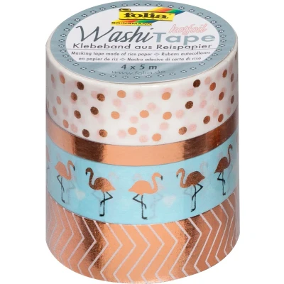 Afbeelding van Folia Washi Tape Rood, Pak Met 4 Stuks Hobbyplakband