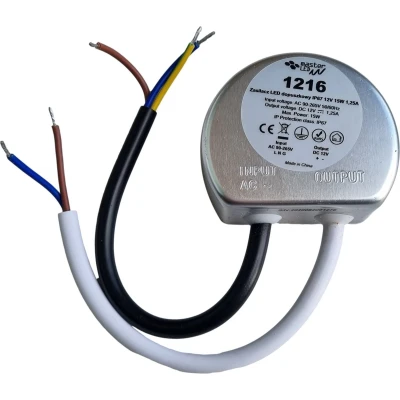 Afbeelding van LED voeding compact rond in 230V AC uit 12 Volt DC 15 Watt 1,25A IP67