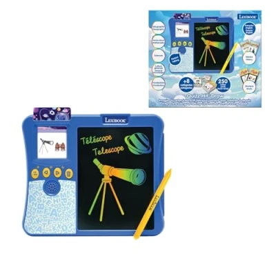 Afbeelding van Lexibook, QuizzHit® Draw, Imagier à cartes interactif parlant bilingue FRANÇAIS/ANGLAIS avec tablette dessin, 250 de vocabulaire et quiz pour apprendre les pays, animaux plus, JCR20i1
