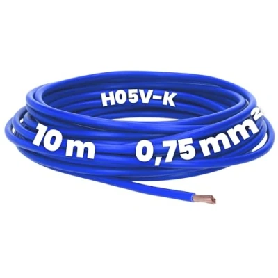 Afbeelding van Kalitec Kabelkabel H05V K 10 m 0,75 mm² donkerblauw flexibele kabel pvc enkele draad dunne bedrading kabeldraad