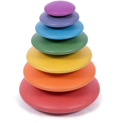 Afbeelding van Tickit Rainbow Wooden Buttons Houten speelgoed voor kinderen, Maat: One Size, Multicoloured