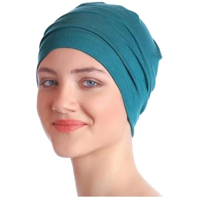 Afbeelding van Deresina nachtmuts voor verlies van chemo, slaapmuts, haarverlies, turquoise, één maat