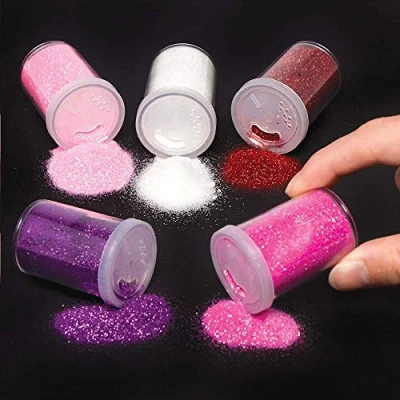 Afbeelding van Baker Ross Glitterdispensers, verschillende kleuren, 5 stuks, AW117, Engelse versie