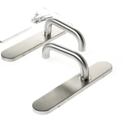 Afbeelding van D4E deurkruk op schild 45x245 rvs pc55 l 19mm l/r