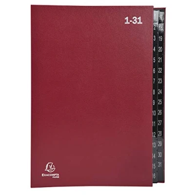 Afbeelding van Exacompta Ref. 57035E 1 Ordonator sorteermap hardcover binnenkant van zwart karton digitaal gelamineerde tabbladen tot 31 32 vakken afmetingen 25x33 cm voor A4 kleur rood
