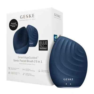 Afbeelding van GESKE SmartAppGuided™ Facial Brush 5 in 1 Elektrische gezichtsreinigingsborstel Zachte siliconen borstel Professionele gezichtsreiniging Gezichtsreinigingsapparaat Gezichtsmassager