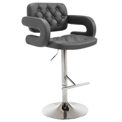 Afbeelding van Barkruk Moelv Kunstleer Chrome frame Grijs