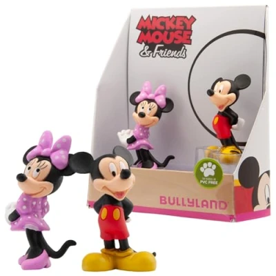 Afbeelding van Mickey Mouse en Minnie Klassieke pose Disney Speelfiguurtjes 2 stuks Bullyland 7 cm
