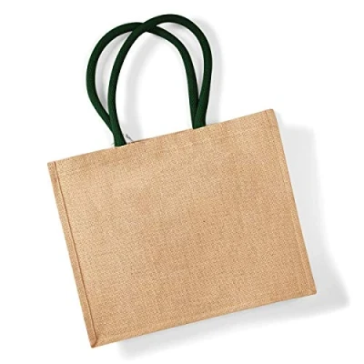 Afbeelding van Jute Classic Shopper (Licht Bruin/Groen)