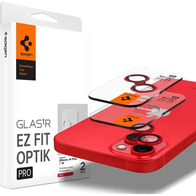 Afbeelding van Spigen Apple iPhone 14 / Plus camera lens screenprotector Rood 2 pack
