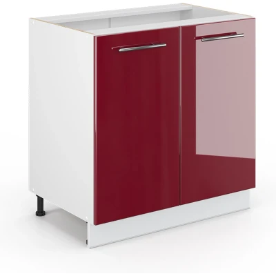 Afbeelding van Vicco Halfhoge kast Fame Line, Bordeauxrode hoogglans/Wit, 80 x 81.6 cm met legplank, zonder werkblad