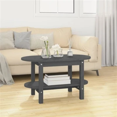 Afbeelding van Salontafel 80x45x45 cm massief grenenhout grijs