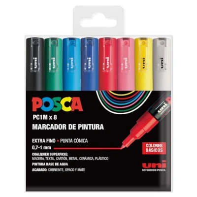 Afbeelding van Markeerset POSCA PC 1M 8 Onderdelen Multicolour