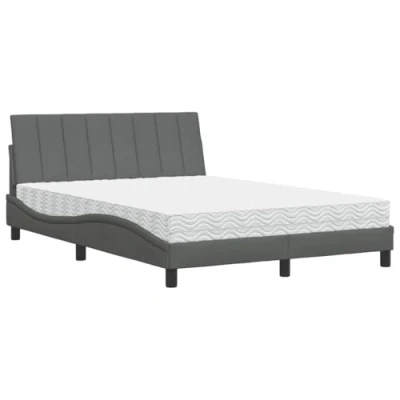 Afbeelding van vidaXL Bed met matras stof donkergrijs 140x200 cm