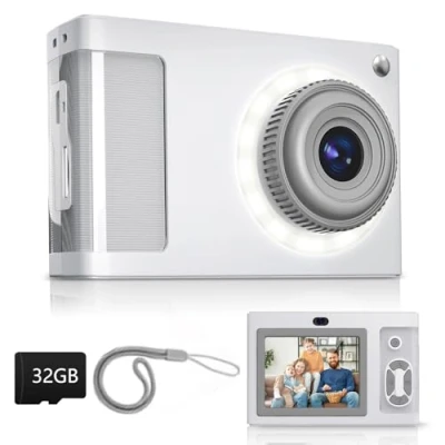 Afbeelding van Digitale camera, ARNSSIEN vlogging 1080p, display 2,4 inch 16 leds, vintage mini 4 K, cadeau voor kinderen, vrouwen, moeders, koppels en ouderen.