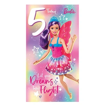 Afbeelding van Danilo Promotions Barbie verjaardagskaart 5 jaar, officiële voor meerkleurig, BA068