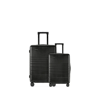 Afbeelding van ETERNITIVE koffer I Handbagage van polycarbonaat en ABS Harde met TSA slot 360 rolkoffer, zwart., Set 2 normale koffers (S+M)