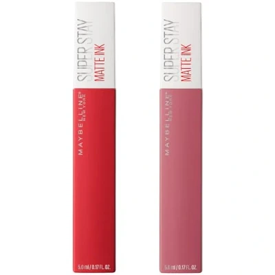 Afbeelding van 2 x Maybelline New York Superstay Matte Ink lippenstift, kleur: Pioneer + Lover