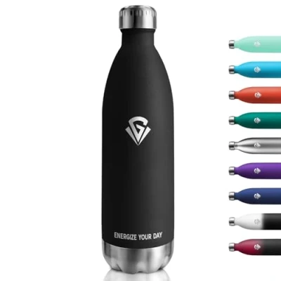 Image de Bouteille isotherme, 1000 ml, convient aux boissons gazeuses, sans BPA, anti fuite, double paroi, pour fitness, course, bureau, enfants, adultes, camping, gazéification