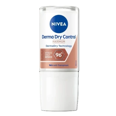 Afbeelding van NIVEA Derma Control 96 h deodorant Ball (1 x 50 ml), zweetafvoerend tegen overmatig zweten, vocht en geuren, klinisch goedgekeurd, voor dames met gepatenteerde formule