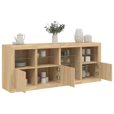 Afbeelding van vidaXL Dressoir met LED verlichting 164x37x67 cm sonoma eikenkleurig