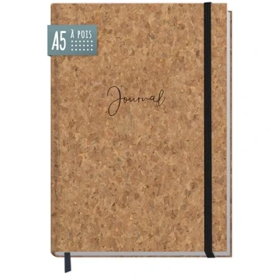 Afbeelding van Paper &amp;you® Bullet Journal gestippeld A5 met elastiek [kurk] 156 pagina&#039;s notitieboek stippen, dagboek duurzaam en klimaatneutraal