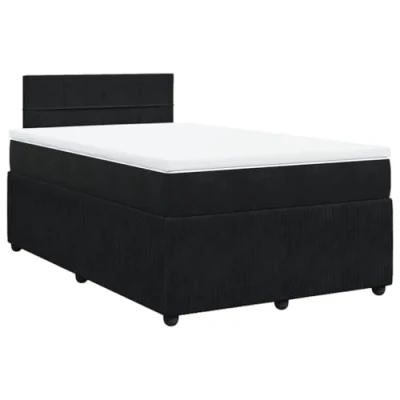 Image de vidaXL Sommier à lattes de lit avec matelas noir 120x190 cm velours