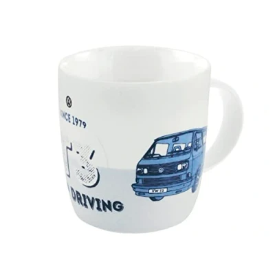 Afbeelding van BRISA VW Collection Volkswagen Combi Bus T3 Camper Van porseleinen koffiemok (New Bone China), theekop, grote mok voor de keuken, werkplaats, camping, cadeau/souvenir (Keep Driving/Blauw)