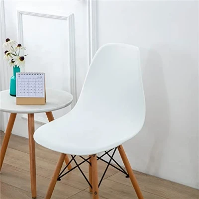 Afbeelding van Highdi Set van 1/2/4/6 Fluwelen Scandinavische stoelhoezen, effen kleur hoezen voor eetkamerstoelen, stoelen zonder leuning de keuken, woonkamer, kantoor (wit, 6 stuks)
